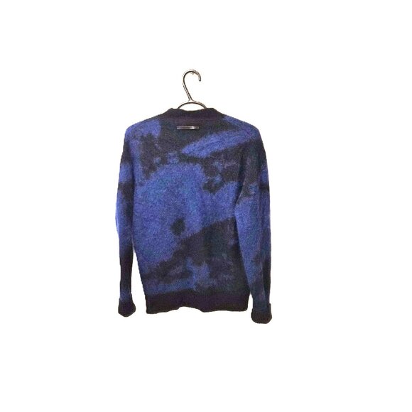 7 For All Mankind Mohair Blend Cardigan Blue Black Italy S Cobain Style Grunge - Picture 3 of 8